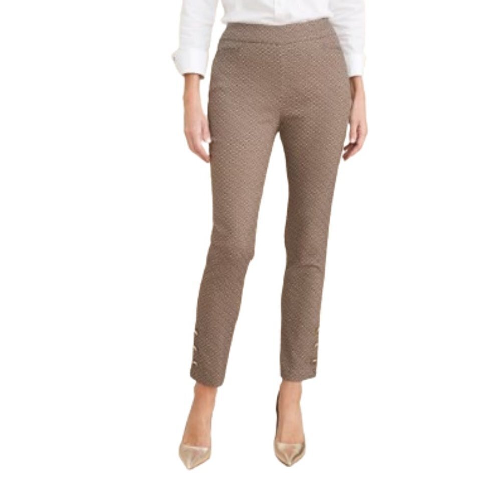 Chicos Brigitte Diamond Jacquard Ankle Pants business office corpcore size 8 M - Picture 11 of 13
